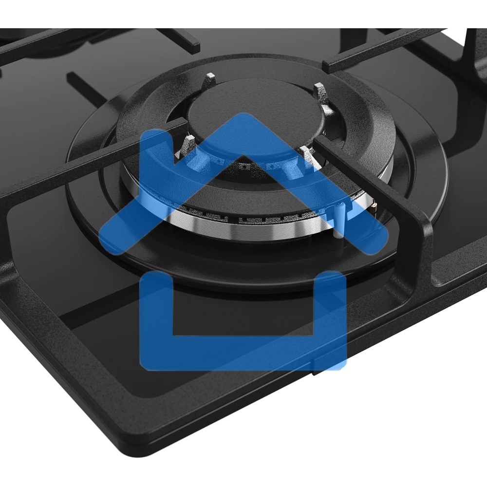 Газовая варочная панель MONSHER MGG 33 NoirR, газ, High-Tech, 30 см, автоматический электроподжиг, газ-контроль, форсунки под сжиженый газ, SABAF конфорки, чугунные решетки, черный