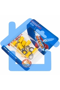 Наконечник кольцевой Rexant изолированный, ø6.5мм, 4-6мм², НКи 6.0-6 / НКи5,5-6 / RV5.5-6, желтый, в упак. 10 шт.