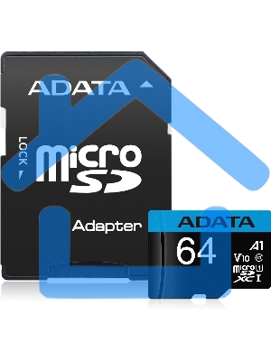 Флеш карта microSD 64Gb ADATA microSDHC Class 10 UHS-I A1 100/25 MB/s (SD адаптер)
