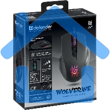 Мышь проводная Defender Wolverine GM-700L черный, 12800 dpi, USB, кнопки - 7