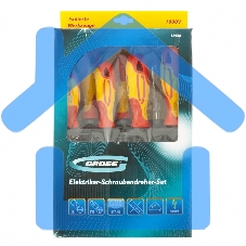 Набор отверток GROSS 12950 диэлектрических до 1000в тестер crmo двухкомпонентные рукоятки (8шт.)