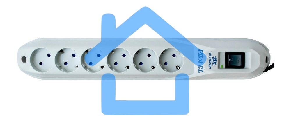 Сетевой фильтр Pilot GL 6 розеток (5 евро + 1 без заземления) 10 м Surge protector Pilot GL 6 outlets (5 euro + 1 without ground) 10A / 2.2kVt, 10m