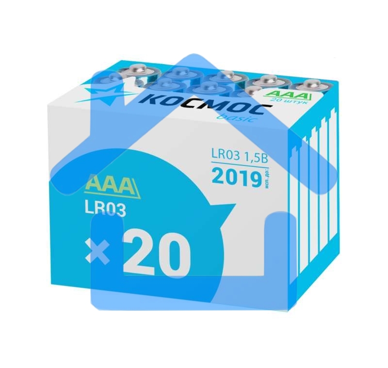 Элемент питания алкалиновый AAA/LR03 (уп.20шт) Космос KOCLR0320BOX