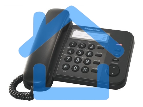 Телефон проводной Panasonic KX-TS2352RUB черный индикатор вызова,порт для доп. телеф. оборуд.,4 уровня громкости звонка