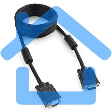 Кабель VGA Premium Cablexpert CC-PPVGA-10-B, 15M/15M, 3.0м, черный, тройной экран, феррит.кольца, пакет