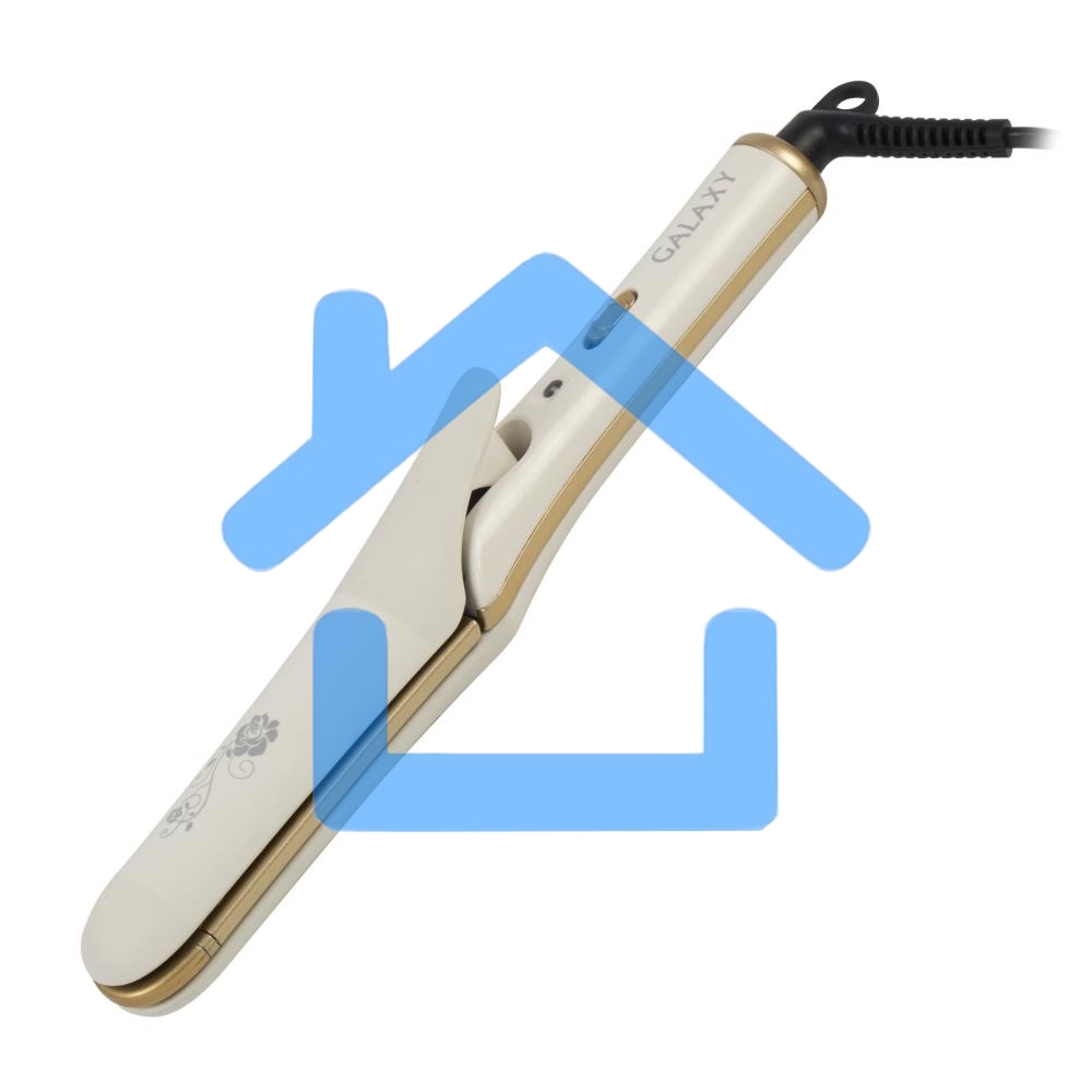 Щипцы для волос с насадкой гофре Galaxy GL 4502, бежевый, 40 Вт, макс. темп. 200°C, нагрев. элемент с защитой от перегр., керам. покрытие пластин, гладкие пластины для выпрям. волос и пласт. 