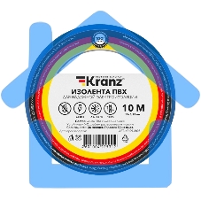 Изолента ПВХ KRANZ 0.13х15 мм, 10 м, синяя (10 шт./уп.)
