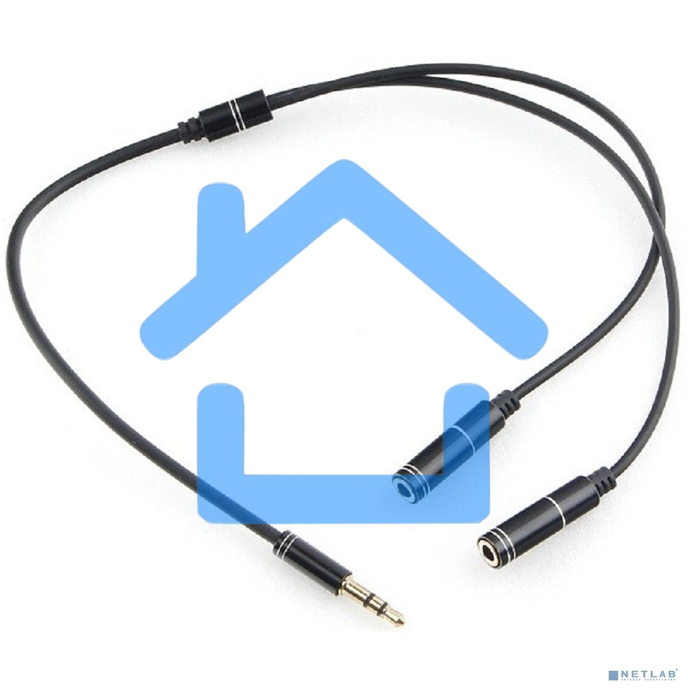Кабель аудио разветвитель Cablexpert CCAB-02-35MY-0.2MB. 3.5 джек (M)/2х 3.5 джек (F), черный, 0.2м, блистер