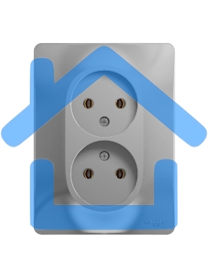 Розетка 2-м СП Glossa 16А IP20 без заземл. в сборе алюм. SchE GSL000320