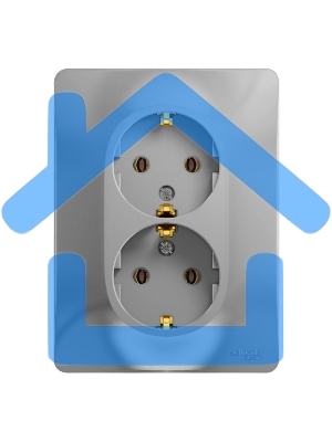 Розетка 2-м СП Glossa в сборе с заземл. в сборе алюм. SchE GSL000324