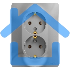 Розетка 2-м СП Glossa в сборе с заземл. в сборе алюм. SchE GSL000324 Розетка 2-м СП Glossa в сборе с заземл. в сборе алюм. SchE GSL000324