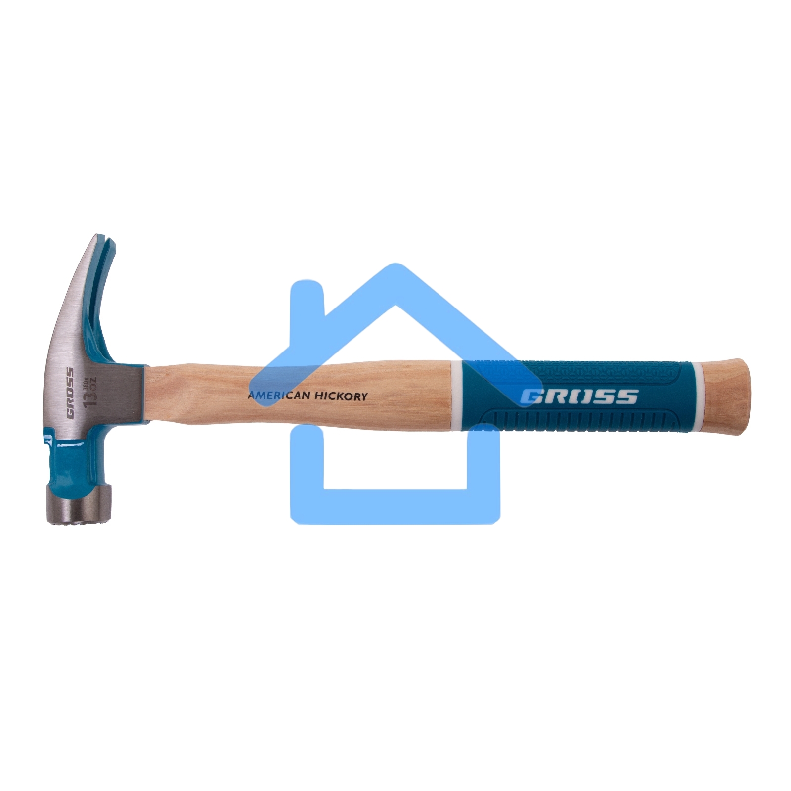 Молоток-гвоздодер, 380 г, угол 75, магнит, обрезиненная рукоятка AMERICAN HICKORY GROSS