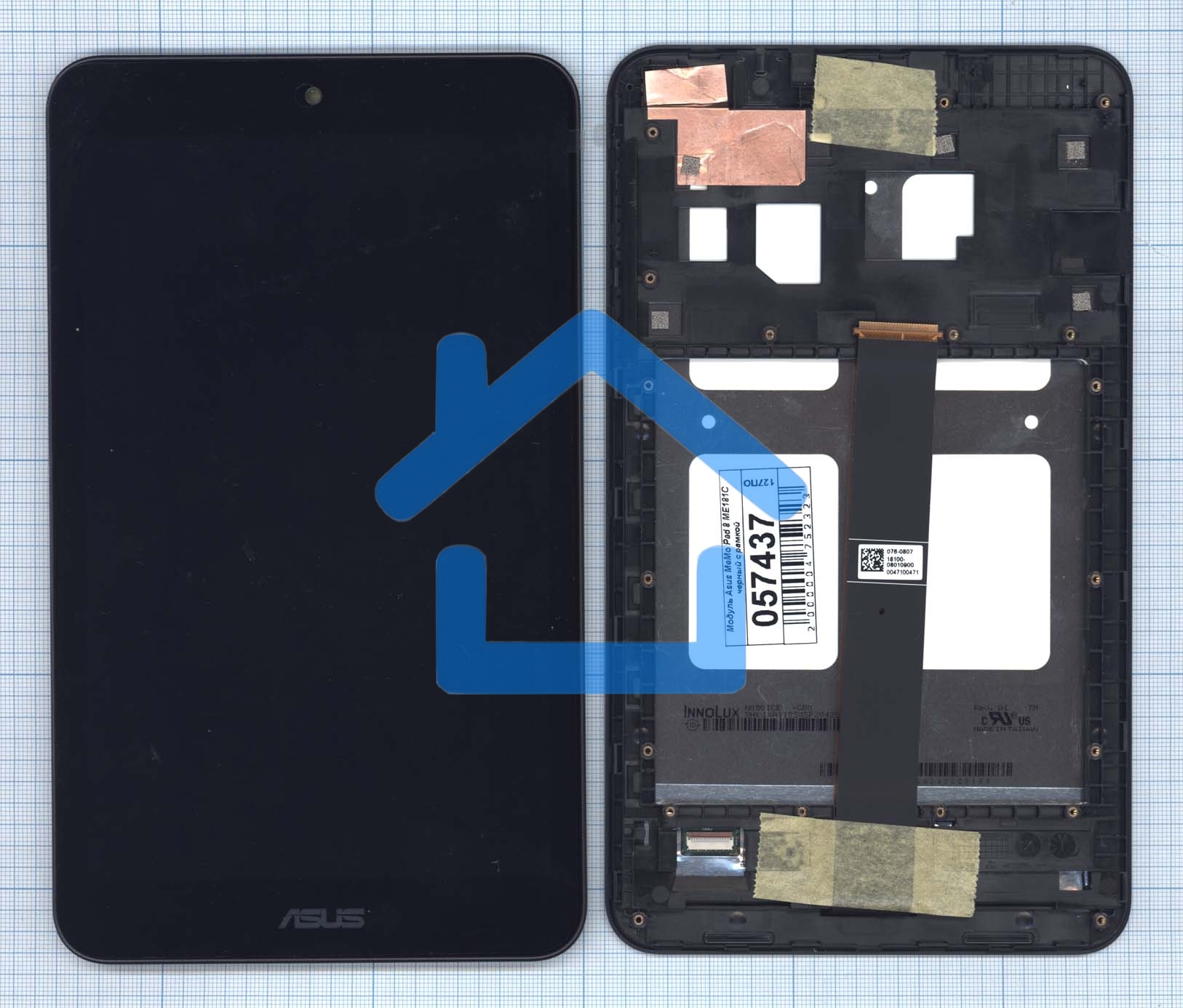 Модуль (матрица + тачскрин) для Asus MeMo Pad 8 ME181 ME181C черный с рамкой