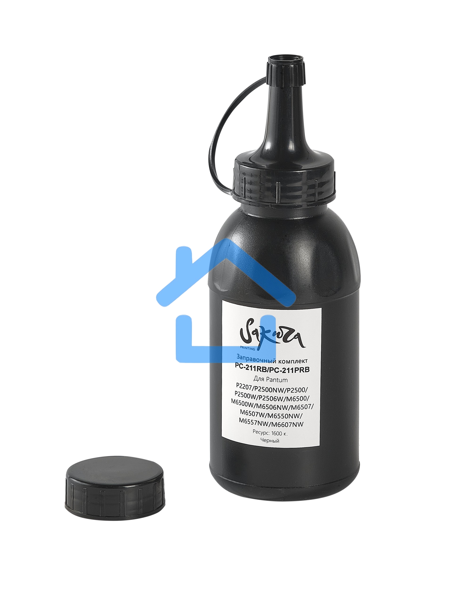 Заправочный комплект тонера с чипом Sakura ZKPC-211RB для Pantum, черный, 65гр.
