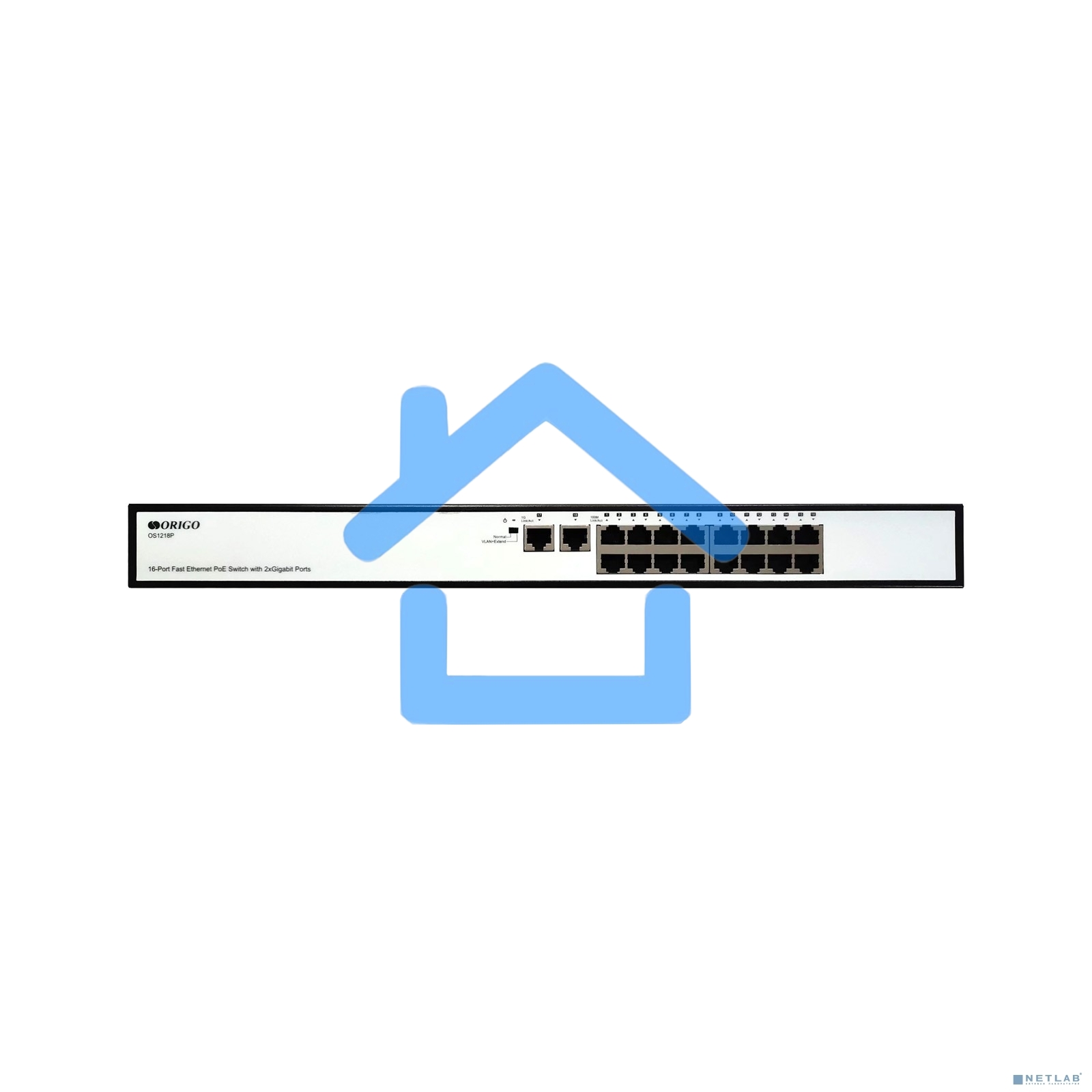 Неуправляемый PoE-коммутатор ORIGO OS1218P/190W/A1A 16x100Base-TX PoE+, 2x1000Base-T, PoE-бюджет 190 Вт, корпус металл