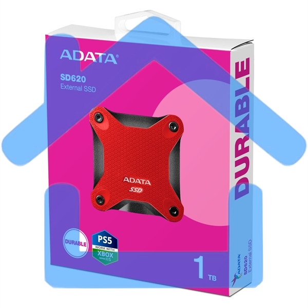 Внешний накопитель SSD   1Tb A-DATA SD620, External, USB 3.2, [R/W -550/500 MB/s] красный