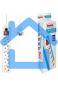 Сетевой фильтр Buro 500SH-5-W 5м (5 розеток) белый (коробка)