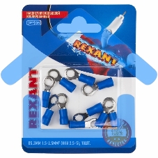 Наконечник кольцевой Rexant изолированный, ø5.3мм, 1.5-2.5мм², НКи 2.5-5 / НКи2-5 / RVS2-5, синий, в упак. 10 шт.