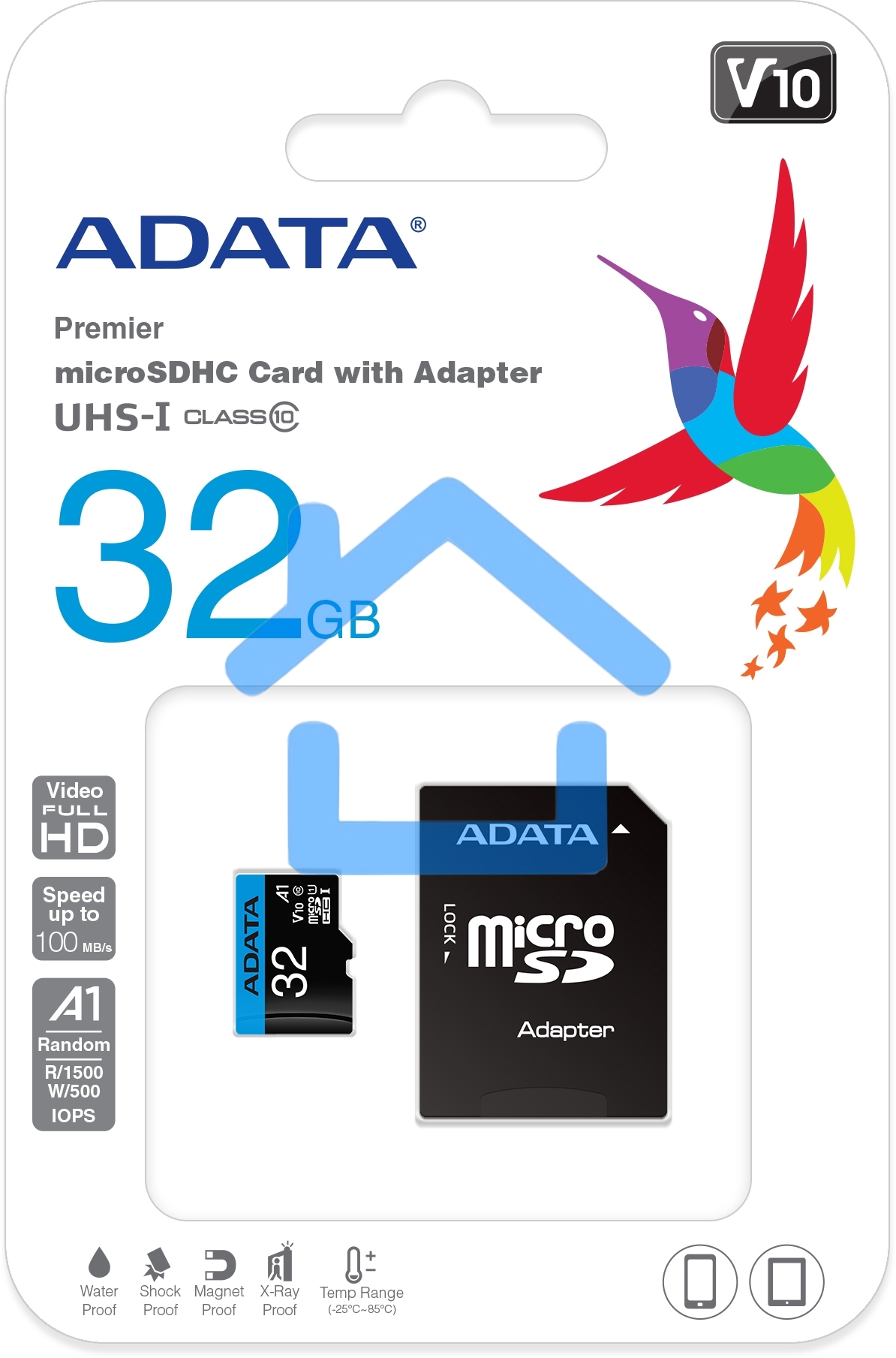 Флеш карта microSD 32Gb ADATA microSDHC Class 10 UHS-I A1 100/20 MB/s (SD адаптер)