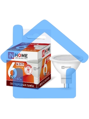 Лампа светодиодная LED-JCDR-VC 6Вт 230В GU5.3 6500К 525лм IN HOME 4690612030739