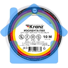 Изолента ПВХ KRANZ 0.13х15 мм, 10 м, белая (10 шт./уп.)