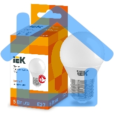 Лампа светодиодная ECO G45 5Вт шар 3000К тепл. бел. E27 450лм 230-240В ИЭК LLE-G45-5-230-30-E27