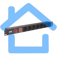 Блок розеток ITK PDU 7 розеток DIN49440 (нем. cтанд.) с LED выключателем, 1U, шнур 2м вилка DIN49441 (нем. станд.), профиль из ПВХ, черный