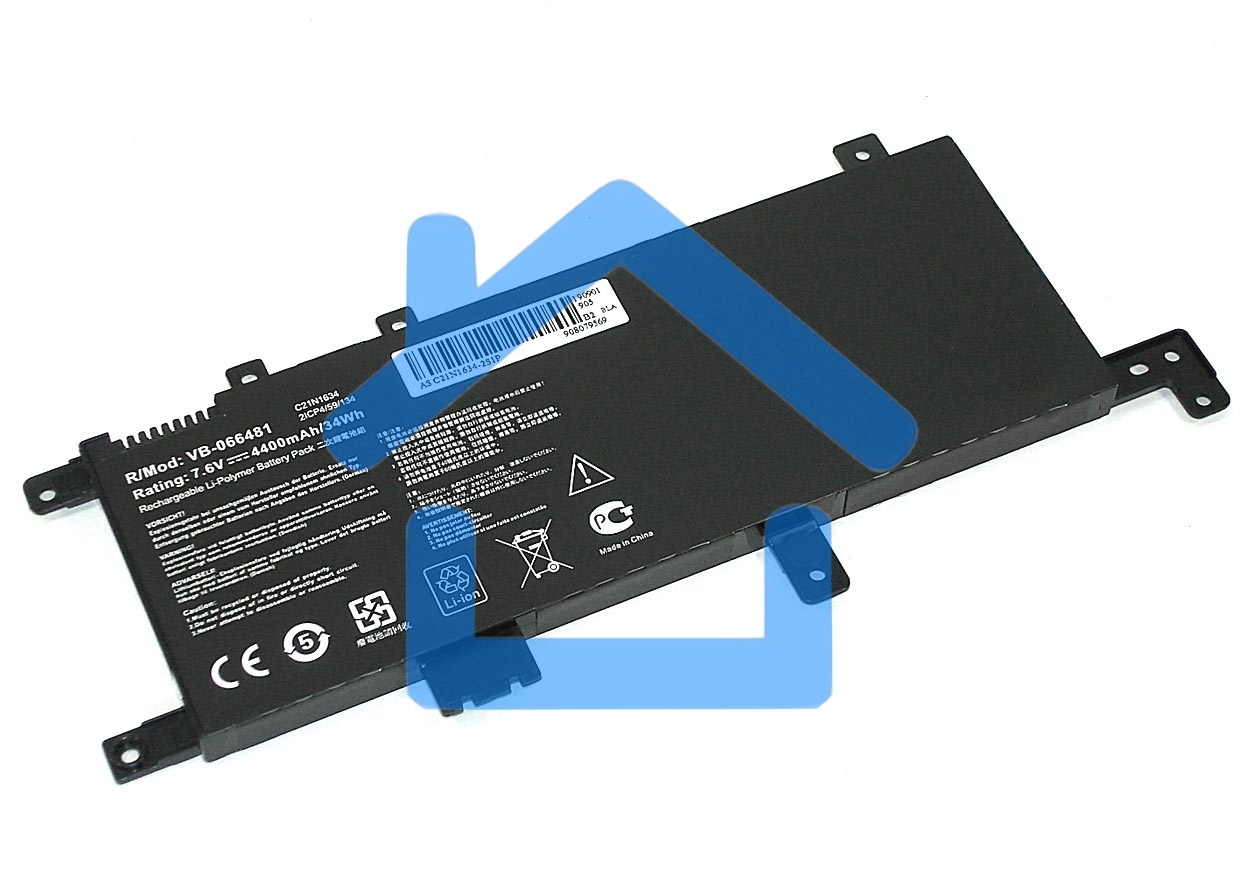 Аккумуляторная батарея для ноутбука Asus X542U (C21N1634) 7.6V 4400mAh OEM
