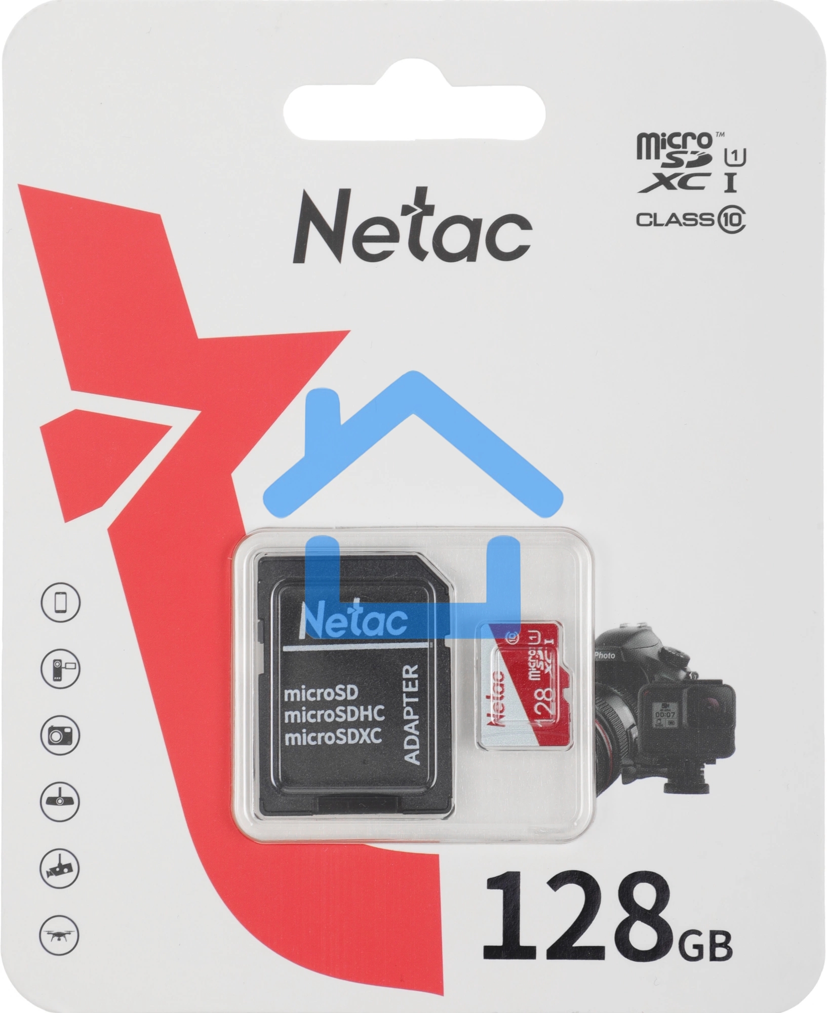 Карта памяти Netac P500 ECO 128Gb MicroSDXC U1/C10 up to 80MB/s, retail pack with SD Adapter