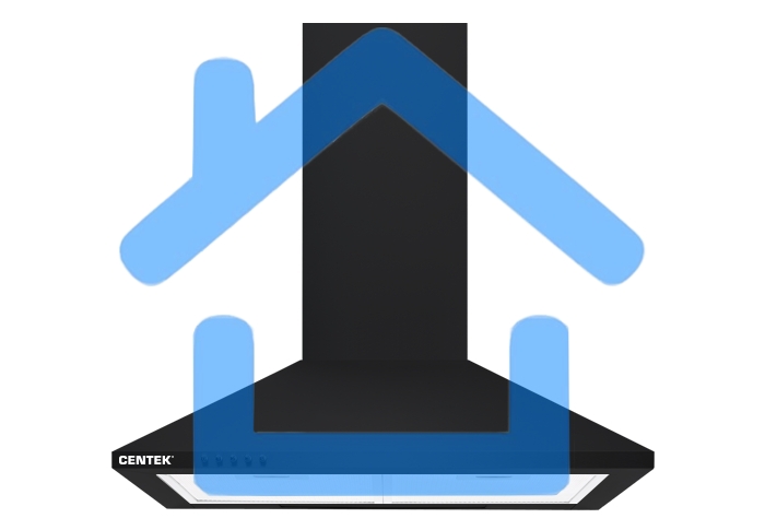 Вытяжка каминная Centek СТ-1820-60 черный, 60 см, 800 куб. м/ч, 55 дБ