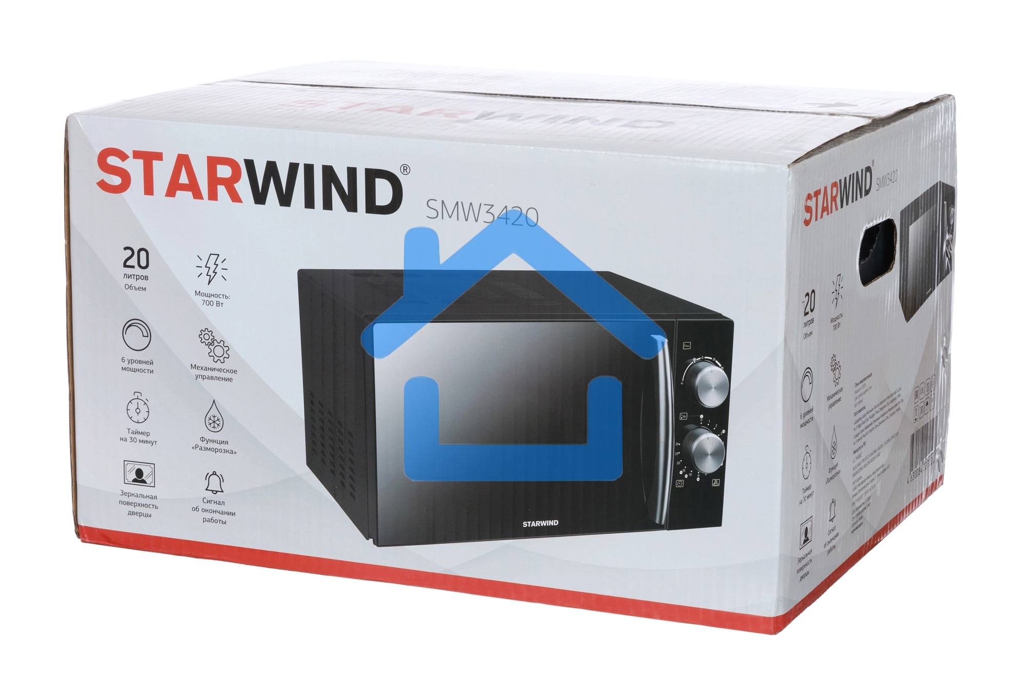 Микроволновая печь Starwind SMW3420 черный/хром, 20 л, 700 Вт, переключатели - поворотный механизм