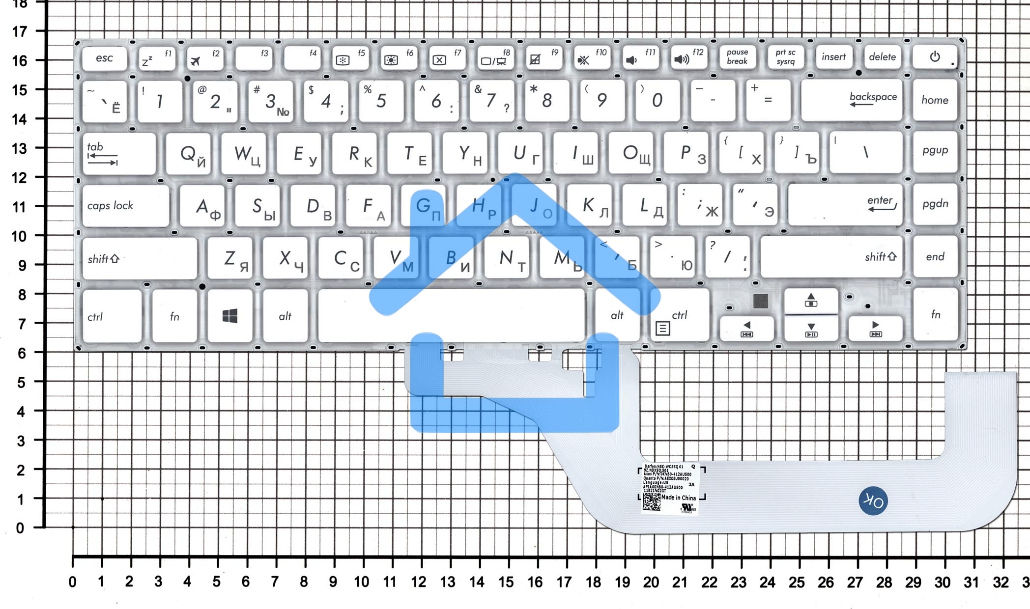 Клавиатура для ноутбука Asus VivoBook 15 X505 белый