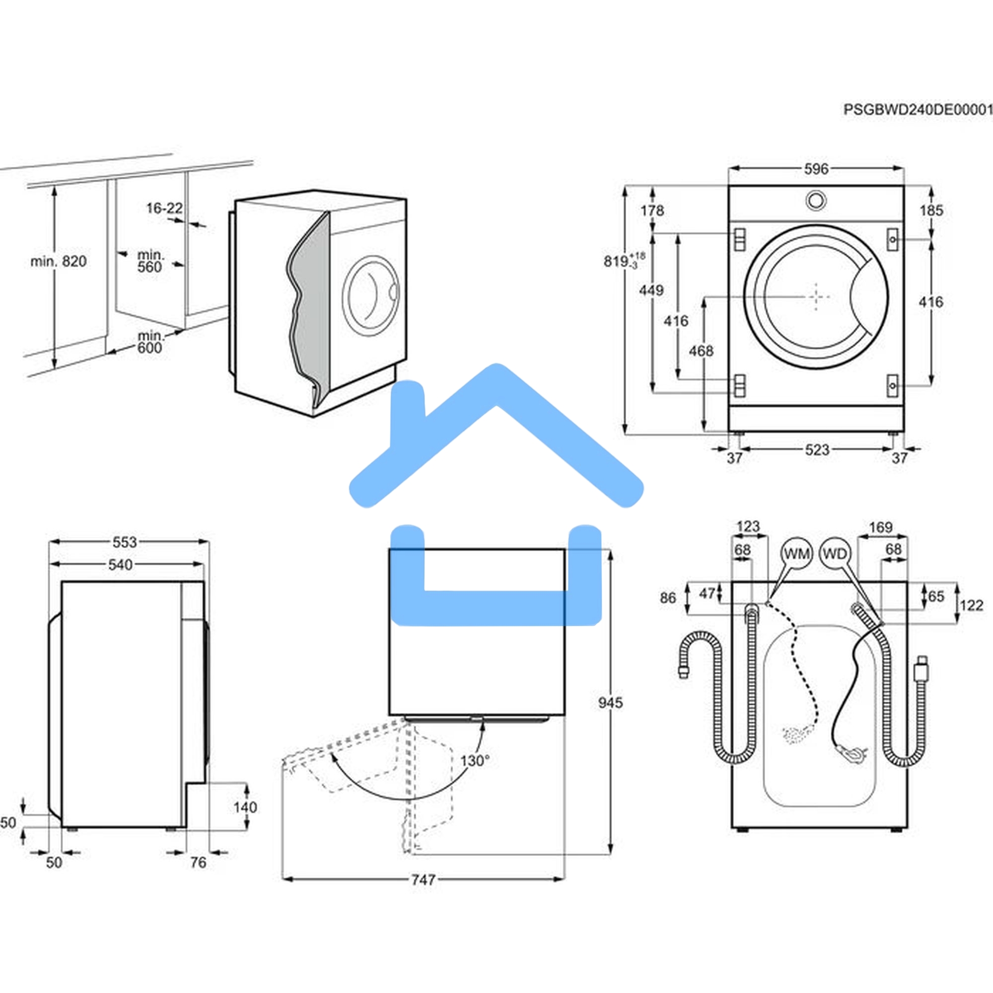 Встраиваемая стиральная машина Electrolux EWN7F447WI класс:B загрузка до 7кг