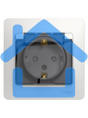 Розетка 1-м СП Glossa 16А с защ. крышкой защ. шторки с заземл. в сборе IP44 бел. SchE GSL000148