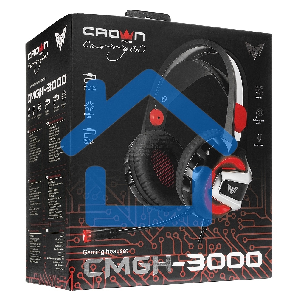 Гарнитура игровая Crown CMGH-3000 черный/красный