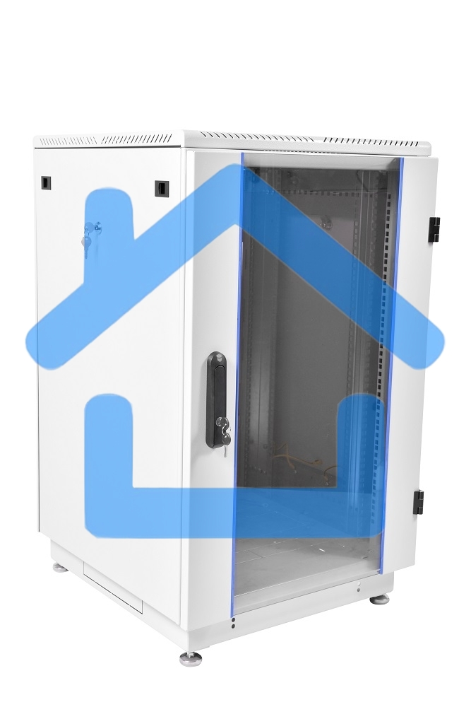 Шкаф коммутационный ЦМО ШТК-М-18.6.6-1ААА-9005 18U 600x600мм пер.дв.стекл задн.дв.стал.лист 2 бок.пан. направл.под закл.гайки 270кг черный