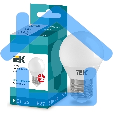 Лампа светодиодная ECO G45 5Вт шар 4000К белый E27 450лм 230-240В ИЭК LLE-G45-5-230-40-E27