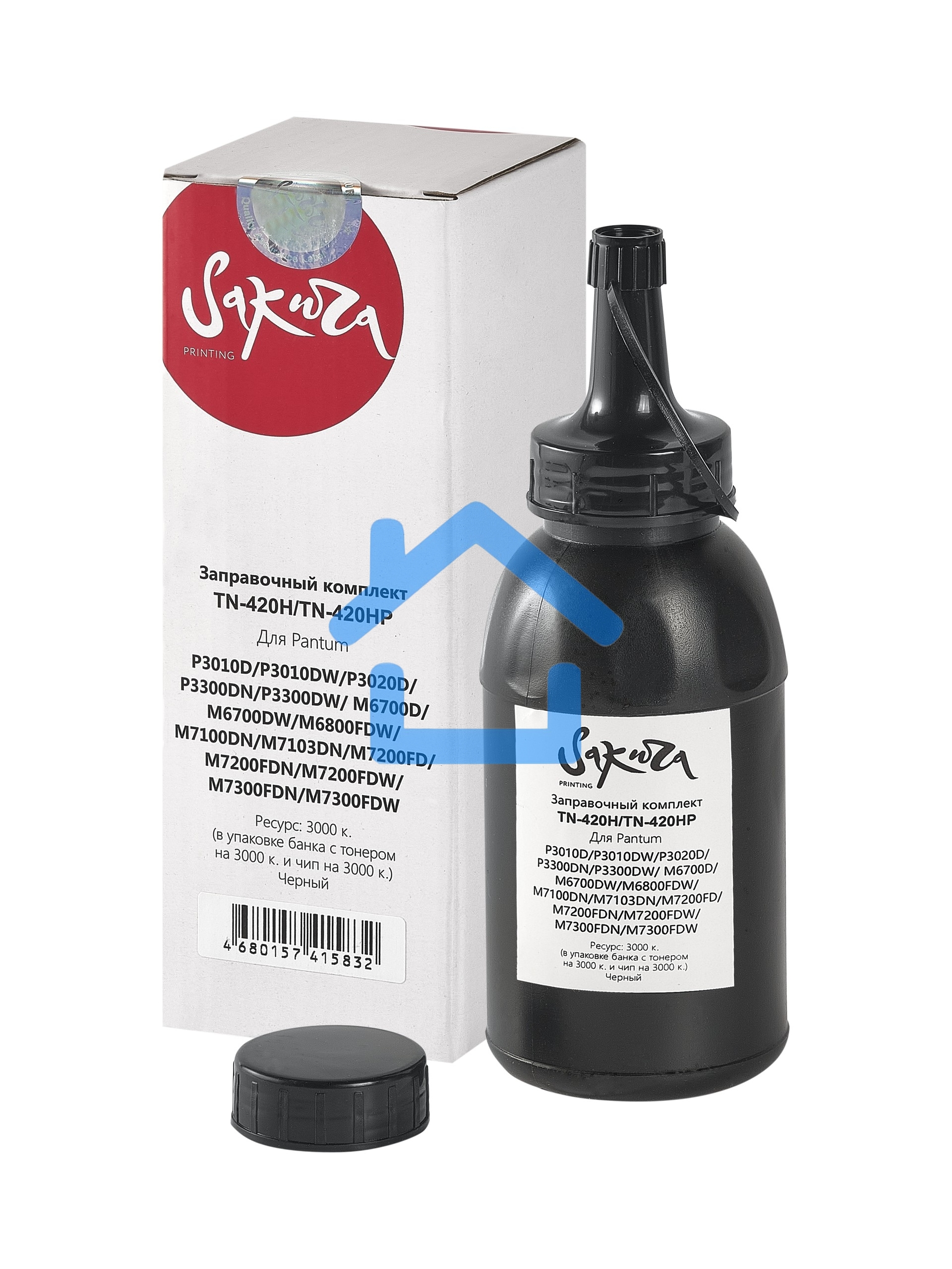 Заправочный комплект тонера с чипом Sakura ZKTN-420H для Pantum, черный, 115гр.