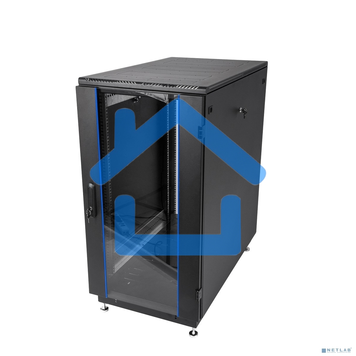 Шкаф коммутационный ЦМО ШТК-М-18.6.6-1ААА-9005 18U 600x600мм пер.дв.стекл задн.дв.стал.лист 2 бок.пан. направл.под закл.гайки 270кг черный