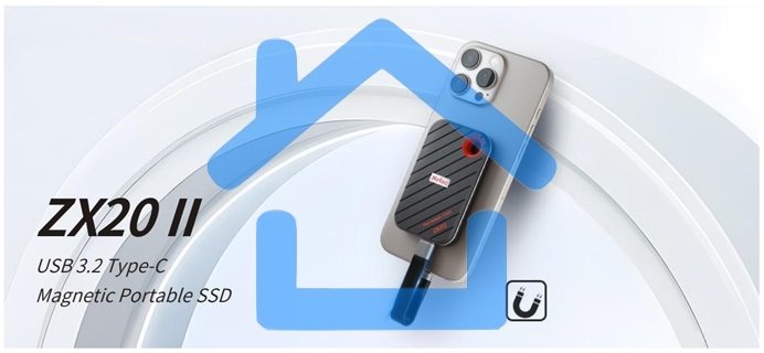 Внешний SSD Netac ZX20 II, 1TB, USB 3.2 Gen 2x2 Type-C, R/W 2000/1800, черный