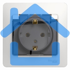 Розетка 1-м СП Glossa 16А с защ. крышкой защ. шторки с заземл. в сборе IP20 бел. SchE GSL000146