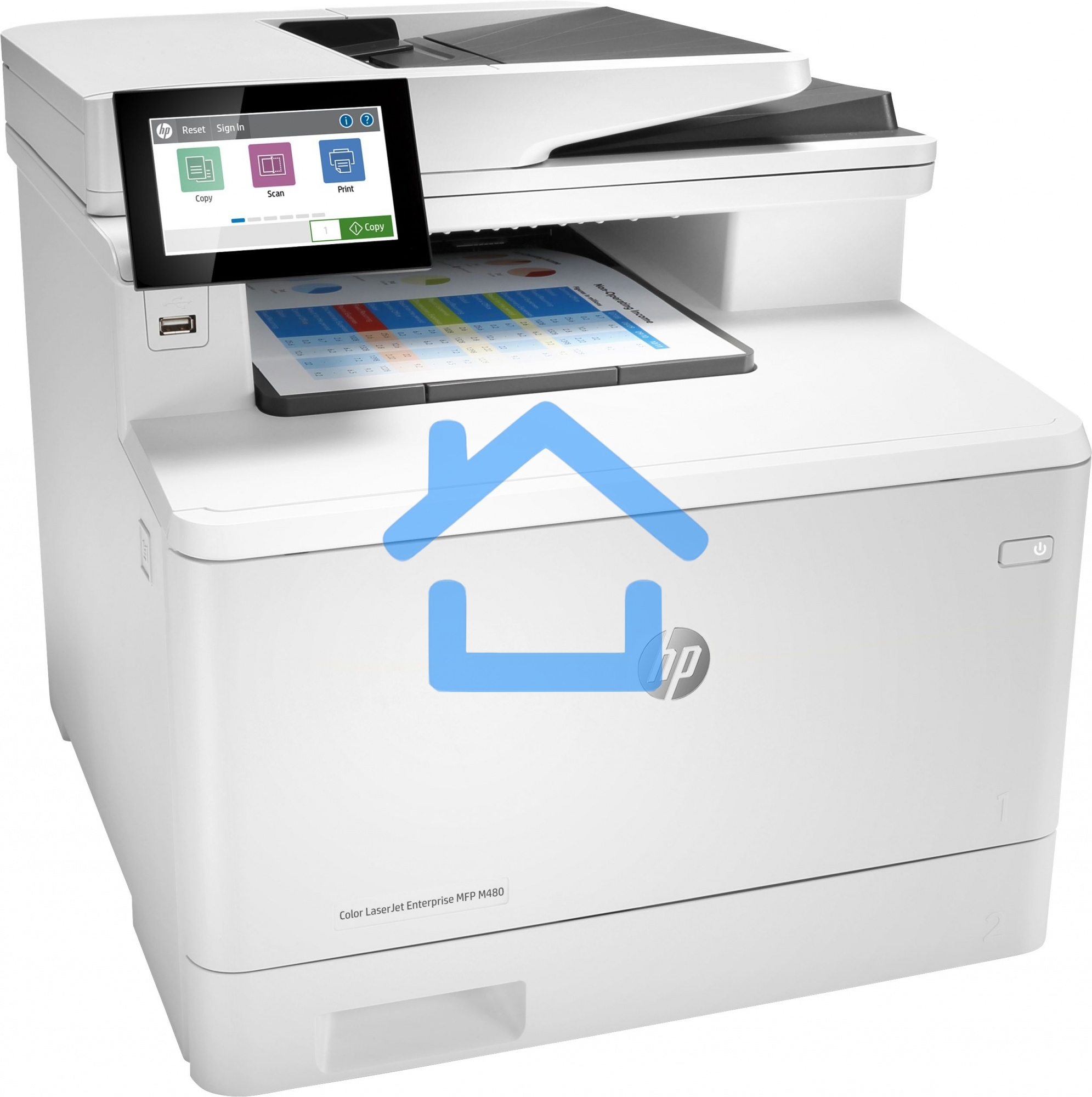 МФУ лазерное HP Color LaserJet Pro M480f (3QA55A), A4, цветной, печ. до 27 стр/мин., скан. до 29 стр/мин. (ч/б) 20 стр/мин. (цвет), 600 x 600 dpi, USB, RJ-45, Air Print, Mopria