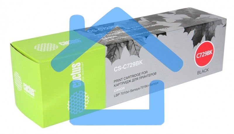 Картридж лазерный Cactus CS-C729BK черный (1200 стр.) для Canon i-SENSYS LBP7010C/ LBP7018C