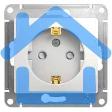 Механизм розетки 1-м СП Glossa 16А защ. шторки с заземл. бел. SchE GSL000145