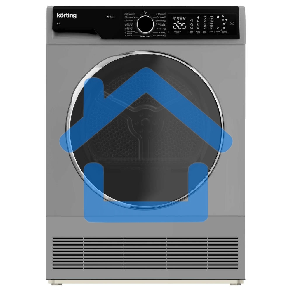 Сушильная машина Korting KD 60L97 S серебристый, 10 кг, сушка - конденсационная, программ - 15, 59.6 x 84.5 x 64 см