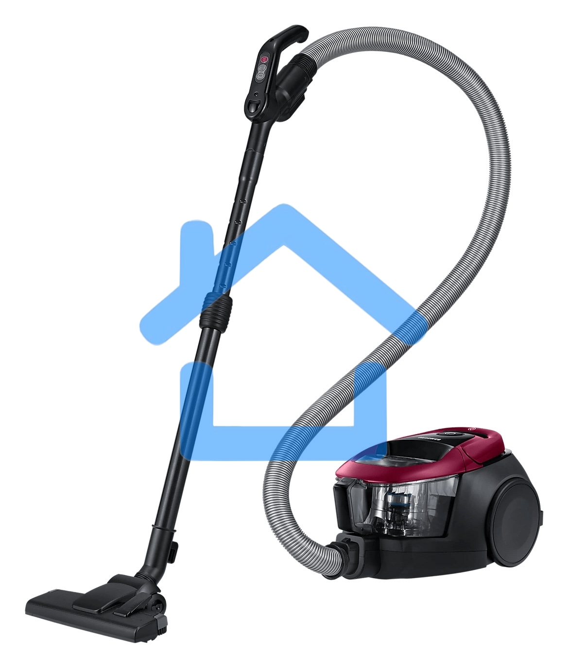 Пылесос Samsung VC18M31A0HP бордовый/черный, 380/1800 Вт, уборка сухая, пылесборник контейнер 2 л