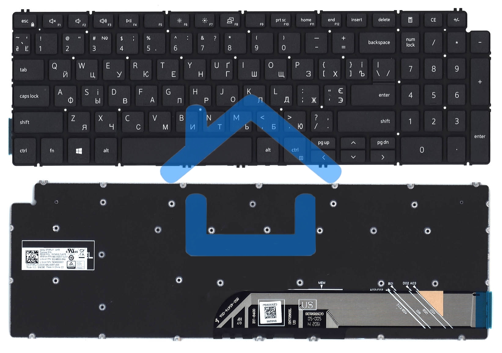 Клавиатура для ноутбука Dell Inspiron 5584 черная