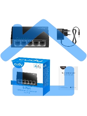 Коммутатор Cudy FS105 5-Port 10/100 Mbps Desktop Switch, 5 10/100M RJ45 Ports, Loop Detection, Metal Case, Power Saving, Plug & Play