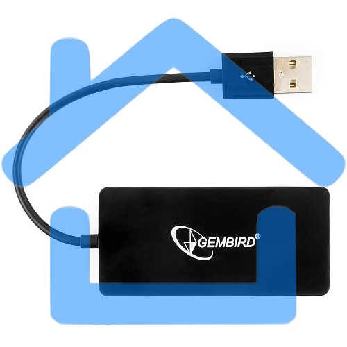 Концентратор USB 2.0 Gembird UHB-U2P4-03, 4 порта, блистер
