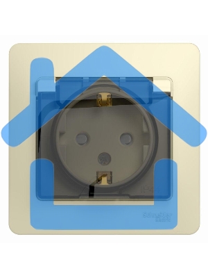 Розетка 1-м СП Glossa 16А с защ. крышкой защ. шторки с заземл. в сборе IP44 беж. SchE GSL000248